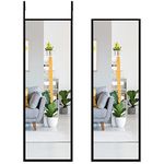 RELAX4LIFE Over Door Mirror, Full Length Body Wall Mounted Mirror with Height Adjustable Hooks, Hanging Door Wardrobe Long Mirror for Bedroom, Dormitory, Living Room and Cloakroom (Black)