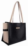 Carrylux Dual Tone Large Capacity Croco Pattern Western Tote Handbags Purses Shoulder Bag For Womens (Black)