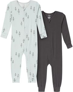 Modern Moments by Gerber Baby Boys' Viscose Tight Fitting Footless Pajamas, Light Sky Spaceship, 0-3 Months