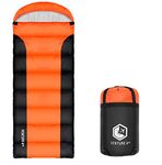 VENTURE 4TH Summer Backpacking Sleeping Bag, Single, Regular Size - Camping Sleeping Bags for Adults & Kids - Lightweight, Water Resistant, Ideal for Hiking, Camping & Outdoor - Orange/Black