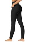 Sunzfly Hidden Butt Scrunch Workout Leggings with Pockets for Women, High Waisted Gym Yoga Pants with Tummy Control 28" Black Medium