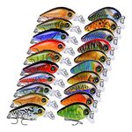 Sunlure Topwater Mini Crankbait Rapala Fishing Lures Kits Floating Swimbait Wobbler Hard Baits for Bass Trout Pike Freshwater and Saltwater 20pc/Pack DW1115+DW1116