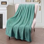 Exclusivo Mezcla Soft Throw Blanket, 127 x 178 CM Fleece Velvet Blanket for Sofa Settees, Fluffy Sofa Throws, Warm, Cozy, Plush and Lightweight Celadon Blanket