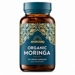 Ayurvediq Wellness Organic Moringa Capsules 500mg, 120 High Strength Moringa Powder Capsules – Soil Association Certified Moringa Oleifera Powder - Vegan Ayurvedic Products