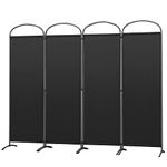 Angel Living Paravent 4 Panels Room Divider Protective Screen Wall Room Partition for Offices, Balcony, Bedroom, Outdoor Garden 224 x 182 cm Black