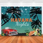 Sensfun Havana Nights Backdrop Tropical Palm Tree Summer Sunset Hawaiian Seaside Birthday Photography Background Vinyl One Hot Havana Night Cuban Party Decorations Supplies Photoshoot Banner 7x5ft