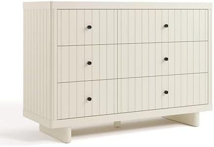 Storkcraft Kyoto 6 Drawer Dresser (Frosted Oat) - GREENGUARD Gold Certified, Nursery & Kids' Bedroom, Safety Interlocking Drawer System, & Easy Assembly with Pre-Installed Tracks