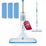 Enigma 137cm Spray Mop with 3 Washable Pads Wet & Dry Use Refillable Bottle Lightweight & Ergonomic Design for Hard Floors Laminate Wood Tile Marble, Vinyl