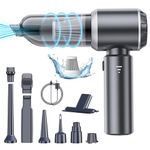 Jgeuyer Handheld Vacuum Cleaner Cordless, 17000PA Rechargeable 5-in-1 Mini Powerful Suction Car Vacuum Cleaner, Portable Low Noise Hand Held Vacum Brushless for Home Car Office Pet Hair Cleaning Gray