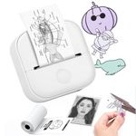 T02 Mini Pocket Printer - Bluetooth Wireless Portable Mobile Thermal Receipt Printer Compatible with iOS & Android for Student Women Gift, Photos, Journal, Fun, Work, Receipt, White