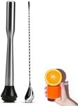 LEGERM Stainless Steel Cocktail Muddler and Mixing Spoon Home Bar Tool Set