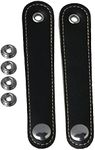 Mxfans 2pcs Black PU Leather Adjustable Accordion Bellow Straps with Buckles 10cm