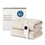 LIVIVO Electric Heated Throw Blanket, Machine Washable Ultra Soft Fleece Overblanket 160 x 120cm with 9 Heat Settings, Timer and Safety Cut Off (CREAM)