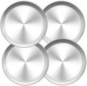 TeamFar Pizza Pan, 10 inch Pizza Pans Pizza Tray Stainless Steel for Oven Baking, Non Toxic & Healthy, Heavy Duty & Dishwasher Safe - 4 Pack