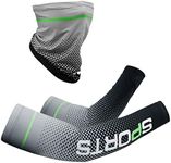 Ginojex 3Pcs Arm Sleeves Neck Gaiters Mask Face Scarf UV Sun Protection Ice Silk Cool Feeling for Cycling Outdoor Sports Driving (Grey)