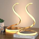 NUÜR Table Lamps for Bedroom Set of 2, Gold Bedside Lamps, Nightstand Lamp, Stepless Dimmable, Curved Art Decorative Table Lamp for Bedroom Living Room Office Home