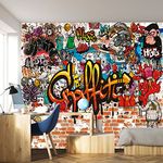 murimage Photo Wallpaper Graffiti 366 x 254 cm Including Paste Wall Mural Grafitti Bricks Vintage Urban Children Kids Room