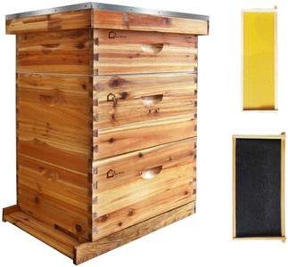 10-Frame Langstroth Beehive Starter Kit, Wax-Coated Complete Beehive Kit Includes 2 Deep Hive Bee Box and 1 Bee Hive Super with Beehive Frames and Foundation for Beekeeping Supplement