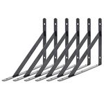 AddGrace 10" Triangle Shelf Brackets 6pcs Home Decoration Brackets DIY Wall Mount Shelf Supports Black Shelf Brackets Heavy Duty Iron Brackets (Black) 10"