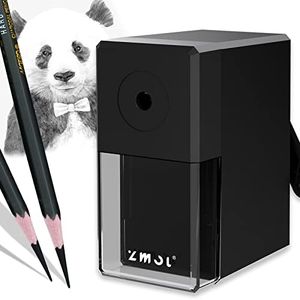 Long Point Pencil Sharpener, Manual Pencil Sharpener,Drawing Pencil Sharpener for Artists，Suitable 6-8mm Sketching/Charcoal/Colored/Graphite/Prismacolor Pencils,5 Adjustable Pencil Nibs,Black