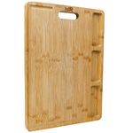 MAR Organic Bamboo Cutting Board for Kitchen, Large Wooden Chopping Boards with 3 Built-in Compartments and Juice Grooves, Large Size Cutting Board “40×30×1.7” Best for Vegetables, Meat and Cheese.