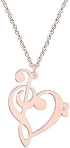 Gsoouas Music Note Heart of Treble and Bass Clef Necklace Women Infinity Love Charm Pendant Necklace Stainless Steel Jewelry, Stainless Steel, gem na