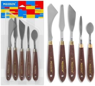 MEEDEN 5 Pieces Painting Knife Set, Versatile Stainless Steel Spatula Palette Knife, Oil Painting Supplies Mixing Scraper for Oil, Paint Color Mixing, Acrylic Painting