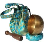 Andos Tibetan Singing Bowl Set Handcrafted in Nepal/Meditation Sound Bowl Set Golden Helpful for Yoga Meditation Prayer Zen Chakra Healing Relaxation Mindfulness/Yoga Accessories/Bonus Gift Included