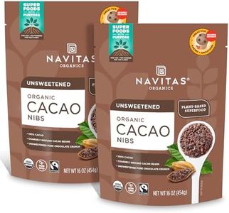 Navitas Organics Raw Cacao Nibs 16oz. bag, 15 servings — Organic, Non-GMO, Fair Trade, Gluten-Free (Pack of 2)