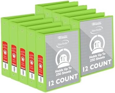 BAZIC Products 3 Ring Binder 1.5" Economy View Binders Organizer - Lime Green, Round Ring, Hold 280 Sheets Paper, for School Office Home, 12-Count