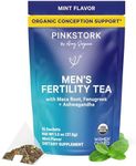 Blue Stork Men's Fertility Tea: Organic Fertility Supplements for Men, Green Tea, Maca Root, and Ginkgo Biloba for Male Reproductive Health, Mint, 15 Sachets