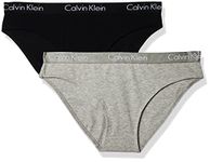 Calvin Klein Women's Motive Cotton Multipack Bikini Panty 2 Pack, Black/Gray Heather, X-Large