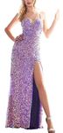 Meier Women's Fitted Sequin Gown Prom Evening Dress, Iridescent Purple, 16