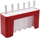 Tovolo Modern Pop Molds Popsicle Making Tray with Six Sticks for Mess-Free Frozen Treats, Candy Apple Red, Set of 6