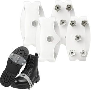 Universal Non Slip Gripper Spikes, 2026 Ice Cleats for Shoes and Boots, Non Slip Shoe Covers Snow Grips Outdoor, Hiking Shoe Spikes for Walking, Silicone Shoes Cover with Steel Spike (White 2 Pair)