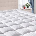 DOMICARE California King Mattress Pad Cover with Deep Pocket (8-21Inch), Cooling Mattress Topper Cotton Pillow Top, Down Alternative Fill