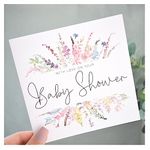 Baby Shower Card | Pregnancy Congratulations | Mummy To Be Card | Rainbow Spring Wildflowers | 148mm Square Modern Greeting Card