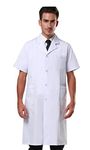 Nideen Men's White Lab Coats Doctor Workwear - Unisex Lab Coat Scrubs Adult Uniform Short Sleeves L