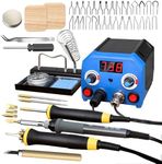 FIRElood LH55-3-3 Wood Burner kit Wood Burning Tool Pen 25~750℃, Wood Burning kit with Digital Thermometer Temperature Adjustable Temperature, 3 pyrographic Wood Burning pens, 37 Wood Burning Pen Tips