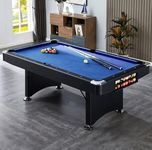 RUP 8ft 3 in 1 Folding Pool/Billards, Table Tennis Multi Game Table (All Set of accesories Included) (Black & Blue)