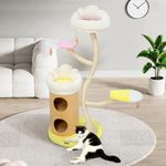 KAMABOKO 64.2" Flower Cat Tree, Cute Cat Tree House for Indoor Cats, Cloud Cat Tree Tower with Cat Condo, Sisal Scratching Posts, Hanging Toys for Playing