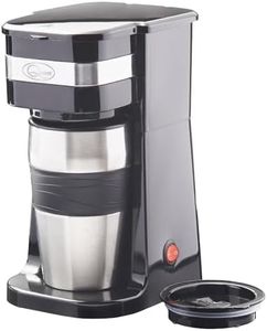 Quest 35189 Filter Coffee Machine/Portable Travel Filter Coffee Maker / 420ml Capacity/Thermal Travel Mug Included/Works with Ground Coffee & Coffee Pods/Instant Espresso & More