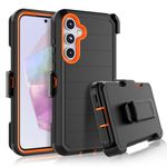 Njjex Rugged Case for Samsung Galaxy A35 5G, for Galaxy A35 5G Case with Belt Clip Holster, Built-in Screen Protector Heavy Duty Shockproof Locking Swivel Holster Kickstand Hard Phone Cover [Orange]