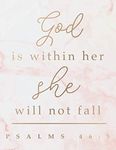 God is Within Her She Will Not Fall: Journal or Composition book. College Ruled Lined Christian Journal & Notebook for Women with Bible Verse Cover (Pink & Gold Marble Design) (Large Size (8.5x11))