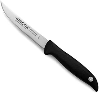 Arcos Cuchillo Verduras Acero Inoxidable. Cuchillo Profesional para pelar Frutas y Verduras. Mango ergonómico polioximetileno y Hoja 100 mm. Serie Menorca. Color Negro.