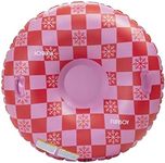 FUNBOY 46" Inflatable Snow Tube, Pink Checkers, 1 Person Capacity, 2-Layer Base for durability, 2 Handles