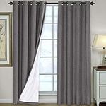 H.VERSAILTEX Linen Blackout Curtains 96 Inches Long 100% Blackout Heavy-Duty Draperies for Living Room Bedroom Thermal Insulated Textured Functional Window Treatment Anti Rust Grommet, 2 Panels, Grey