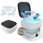 Portable Washing Machine, 14L 2.2kg 2 in 1 Mini Washing Machine Portable Washe with Cleaning of Underwear, Towel, Socks, Pet Clothing, Portable Washing Machines for Apartments, Dorm, Camping, RV(Grey)