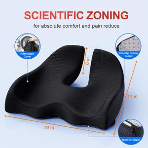 Benazcap XL Memory Foam Seat Cushion – Black Ergonomic Support