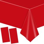 YAAVAAW 137x274cm Red Plastic Table Cloth Table Cover,2pcs Large Red Party Table Cloths Christmas Tablecover Table Decorations,Red Tablecloth Party for Xmas,Picnic,Dining,Kids Birthday Tablecloths